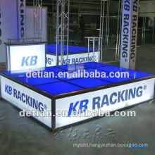 Quick set up platform, raised floor for exhibition, portable glass platform stage for trade show